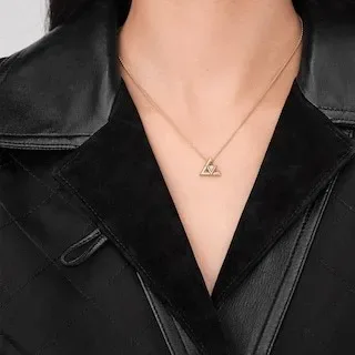 Louis Vuitton Iconic Monogram Gold Silver Geometric Pendant Charm Necklace 4