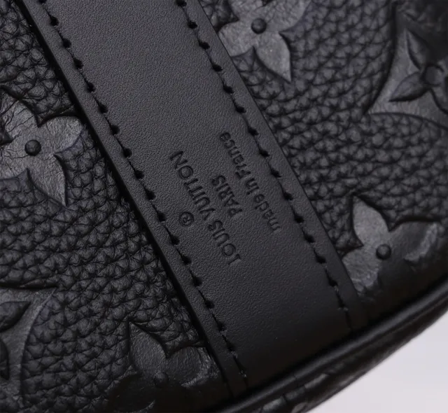 Louis Vuitton Keepall Bandoulière 25 Black Embossed Monogram Cylindrical Duffle Bag 6