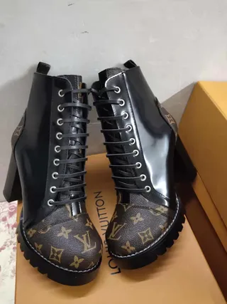Louis Vuitton Le Cagole Monogram Canvas and Black Leather Ankle Boots 2