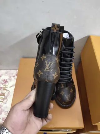 Louis Vuitton Le Cagole Monogram Canvas and Black Leather Ankle Boots 5
