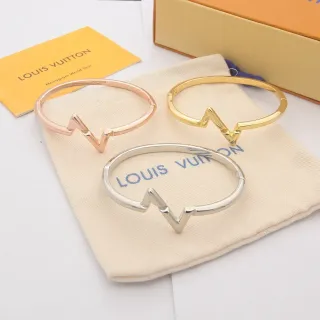 Louis Vuitton Lightning-Bolt Bangle Gold Silver Motif Rigid Bracelet