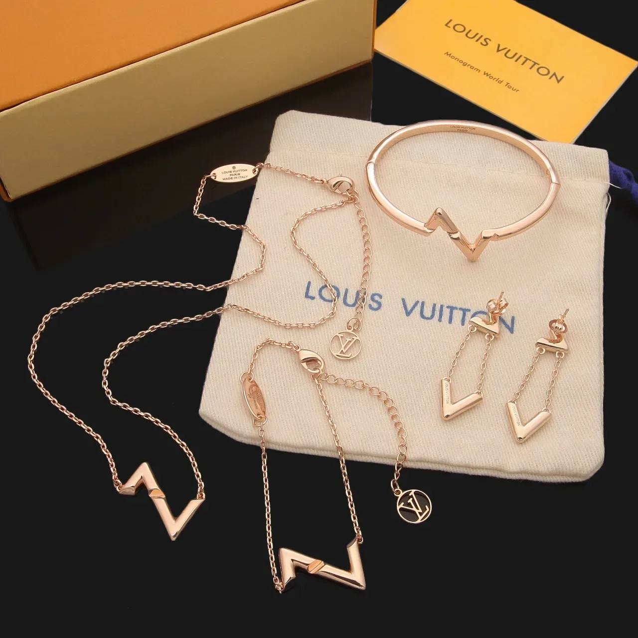 Louis Vuitton Lightning-Bolt Bangle Gold Silver Motif Rigid Bracelet 2