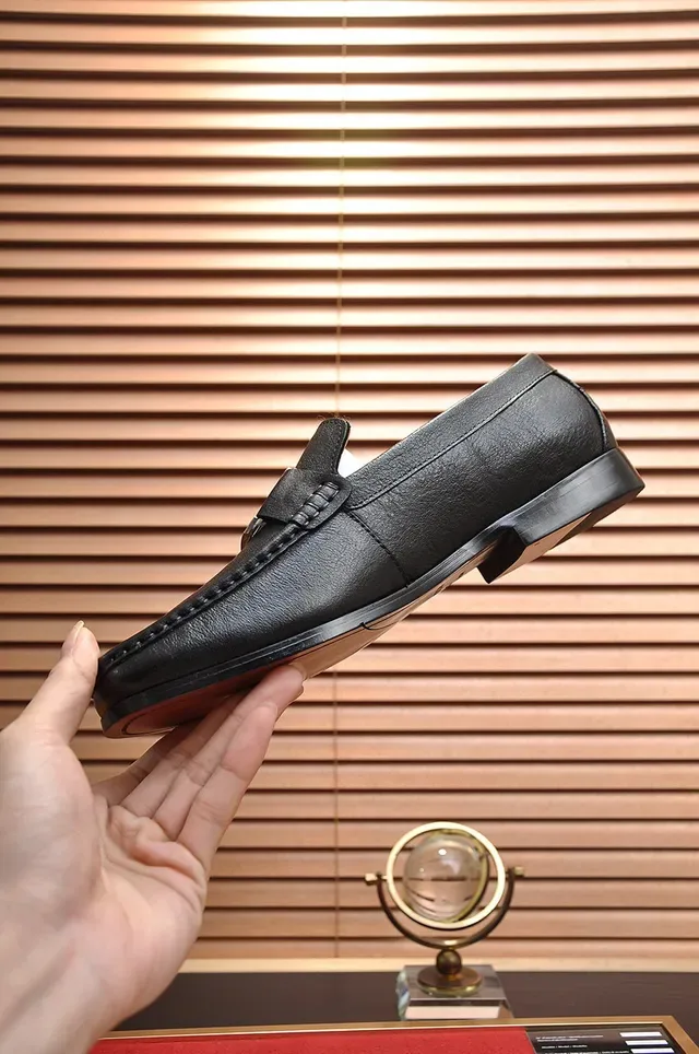 Louis Vuitton Loafer Black Gold Leather Metal LV Buckle Loafer 6