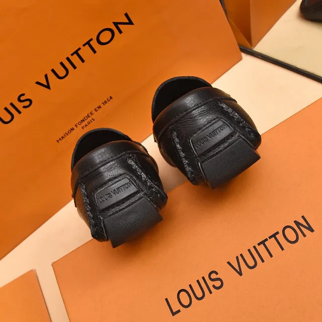 Louis Vuitton Loafer Black Monogram-Embossed Leather Metal LV Buckle Strap Loafer 2