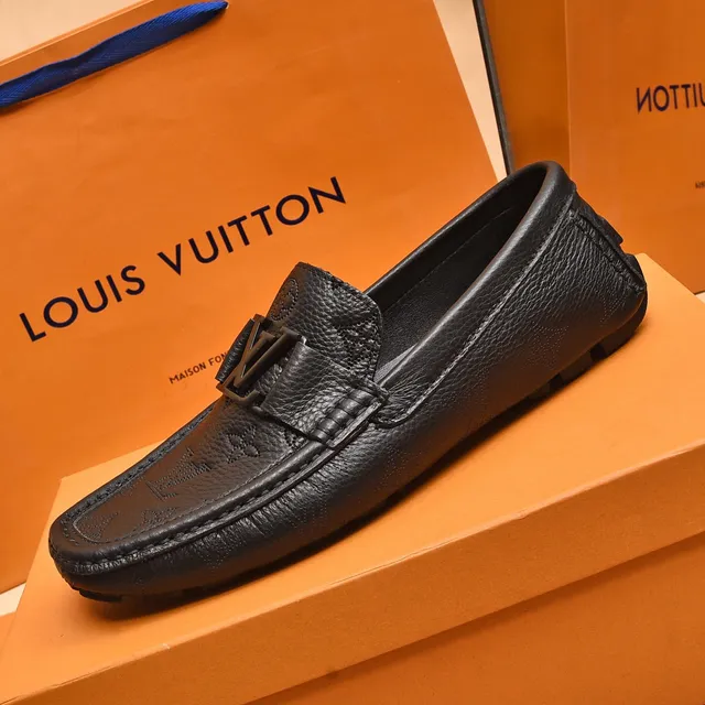 Louis Vuitton Loafer Black Monogram-Embossed Leather Metal LV Buckle Strap Loafer 5