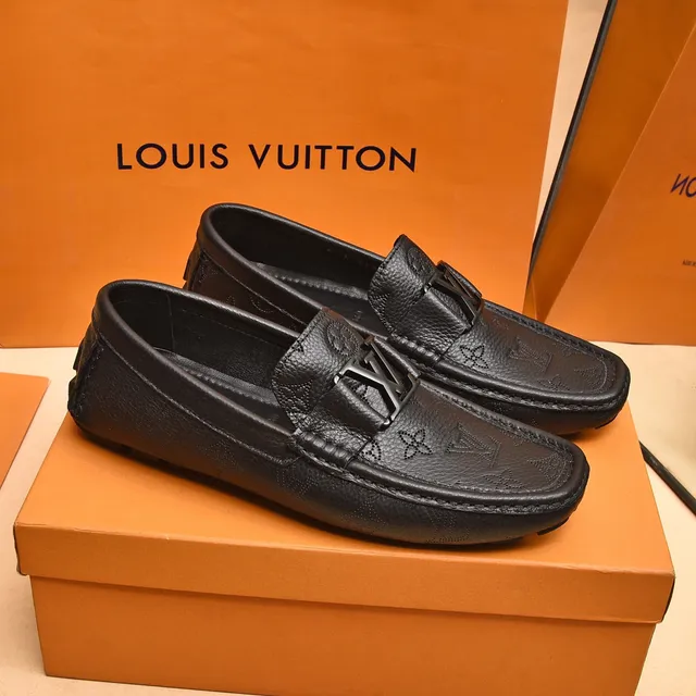 Louis Vuitton Loafer Black Monogram-Embossed Leather Metal LV Buckle Strap Loafer 8