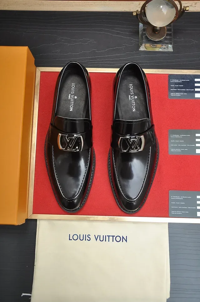 Louis Vuitton Loafer Black Silver Glossy Leather Metal LV Buckle Strap Loafer 5