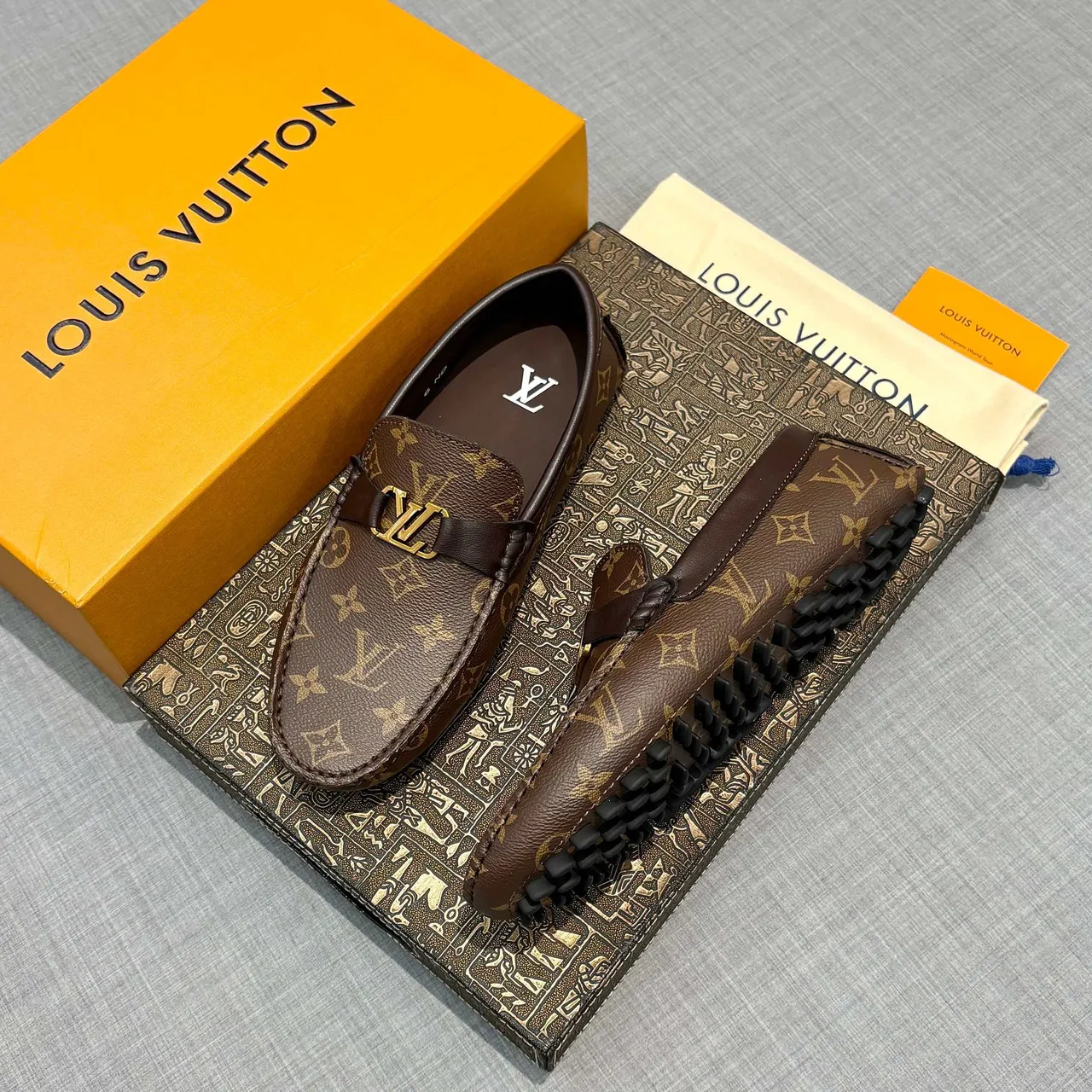 Louis Vuitton Loafer Brown Gold Monogram Canvas LV Buckle Loafer 2