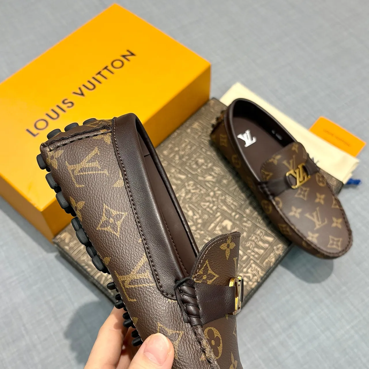 Louis Vuitton Loafer Brown Gold Monogram Canvas LV Buckle Loafer 3