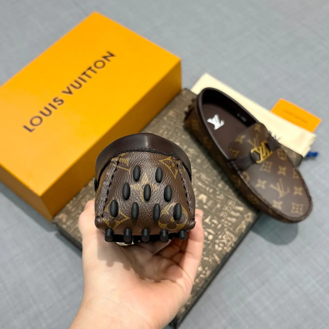 Louis Vuitton Loafer Brown Gold Monogram Canvas LV Buckle Loafer 5