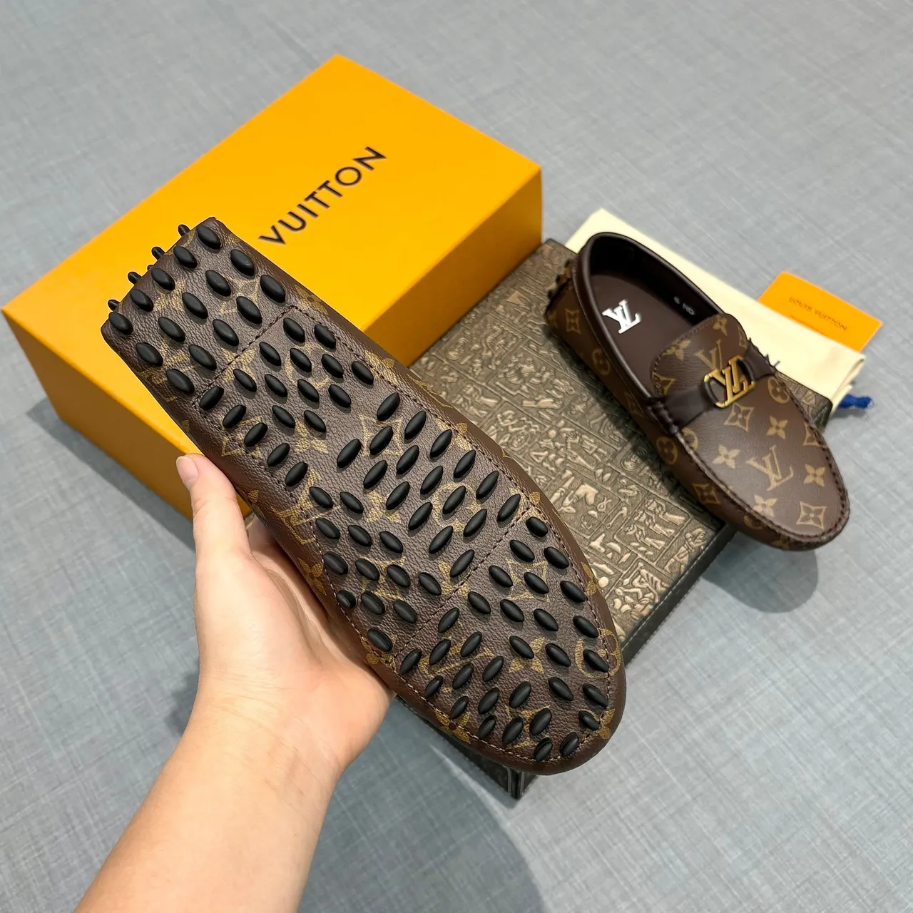 Louis Vuitton Loafer Brown Gold Monogram Canvas LV Buckle Loafer 6