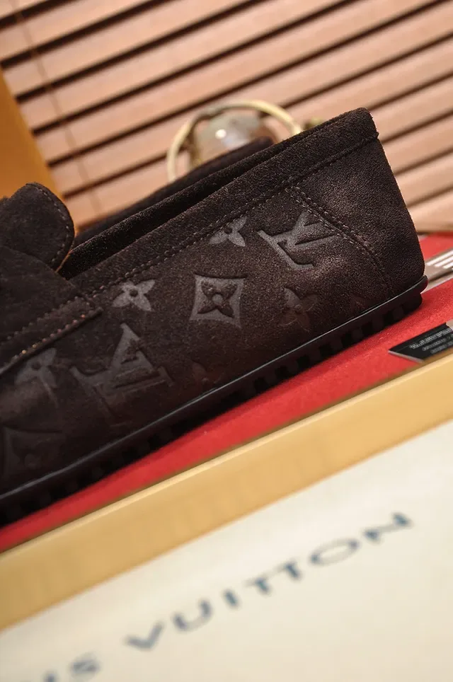 Louis Vuitton Loafer Brown Gold Monogrammed Suede Twist-Lock Buckle Loafer 2