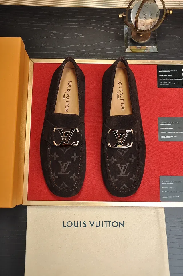 Louis Vuitton Loafer Brown Gold Monogrammed Suede Twist-Lock Buckle Loafer 8