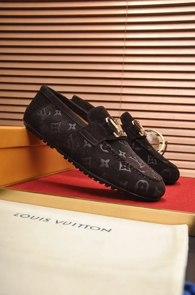 Louis Vuitton Loafer Brown Gold Monogrammed Suede Twist-Lock Buckle Loafer 9