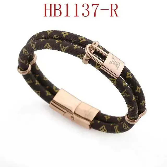 Louis Vuitton Lock It Monogram Brown and Gold Braided Leather Bracelet 2