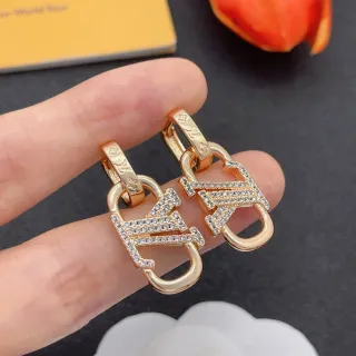 Louis Vuitton Lockit Gold Transparent Hinged Hoop Pavé Crystal-Encrusted Earrings