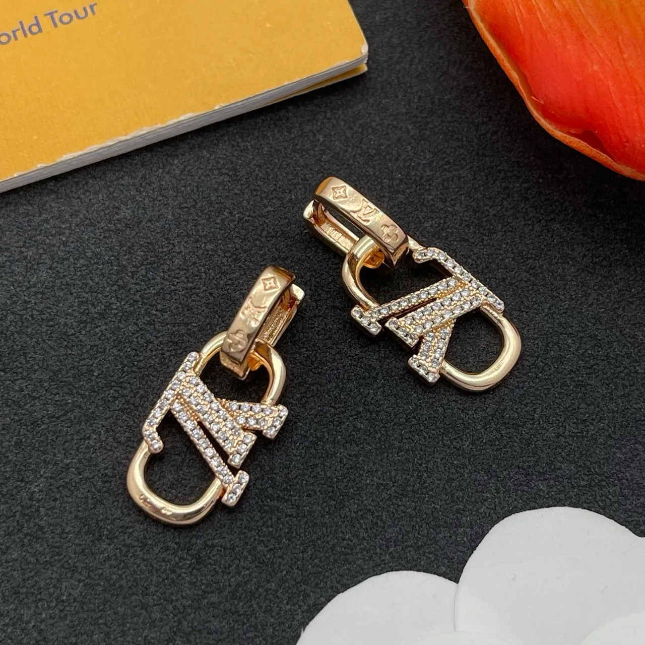 Louis Vuitton Lockit Gold Transparent Hinged Hoop Pavé Crystal-Encrusted Earrings 7