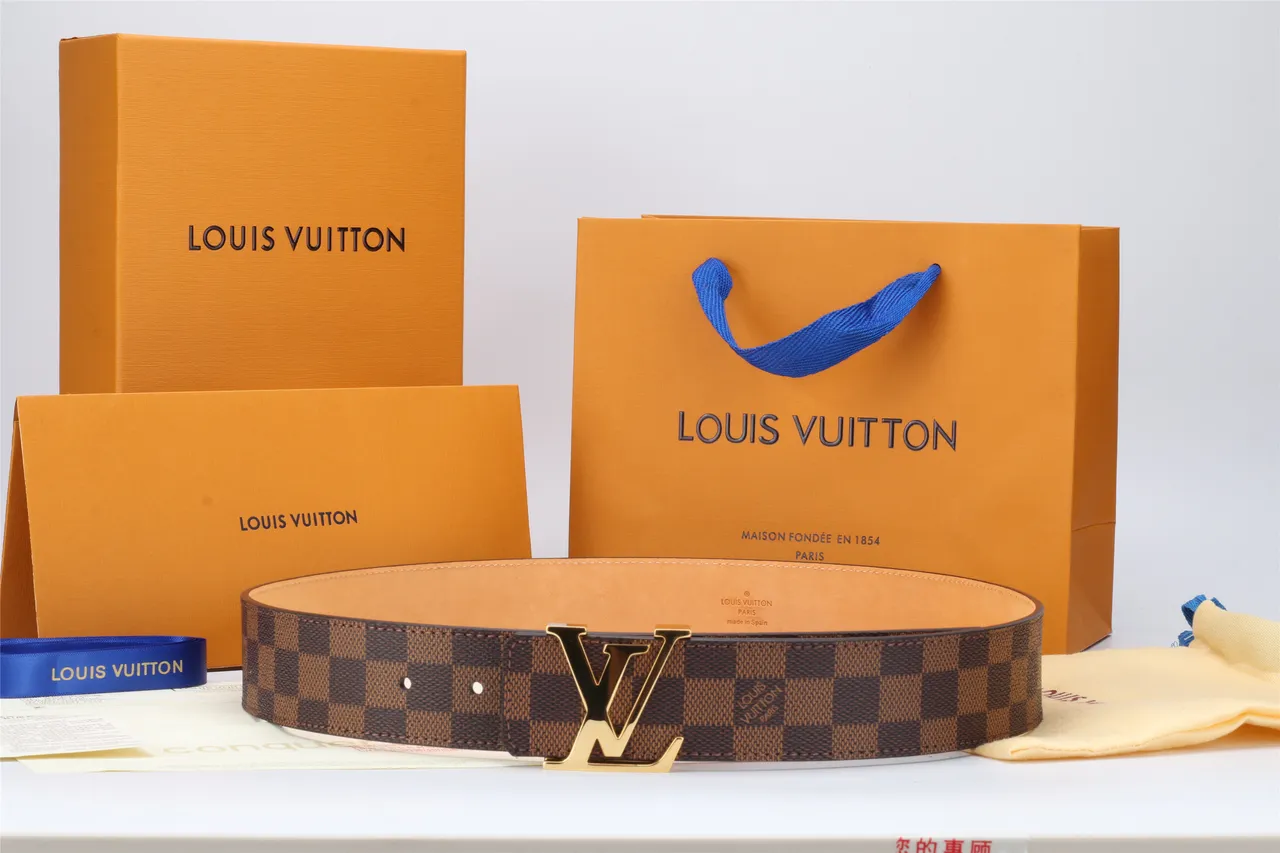 Louis Vuitton LV Belt Damier Ebène Brown Canvas Leather Belt 3