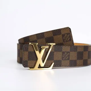 Louis Vuitton LV Belt Damier Ebène Brown Tan Leather Belt