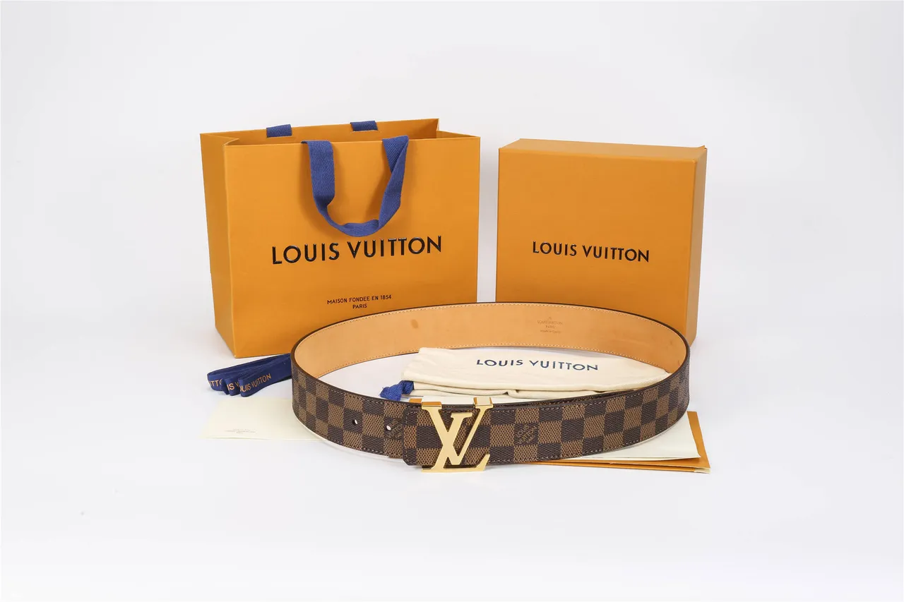 Louis Vuitton LV Damier Ebène Ceinture Marron Tan Cuir 2