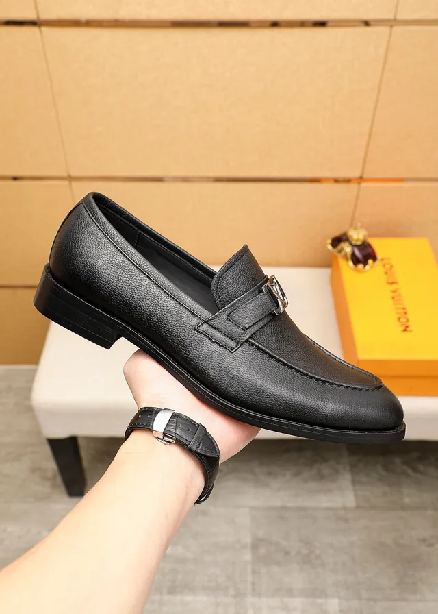 Louis Vuitton LV Buckle Loafer Black Pebbled Leather Loafers 4