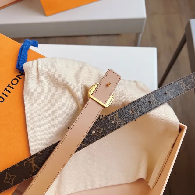 Ceinture Louis Vuitton LV circulaire marron doré monogramme toile boucle circulaire cuir 2