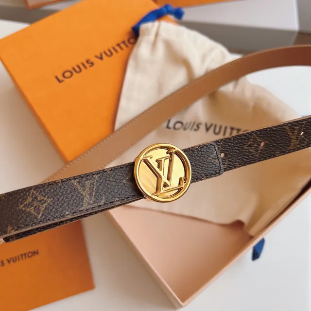 Ceinture Louis Vuitton LV circulaire marron doré monogramme toile boucle circulaire cuir 6
