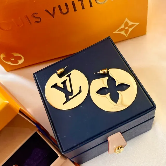 Louis Vuitton LV Flower Circular Gold-Tone Monogram Earrings 5