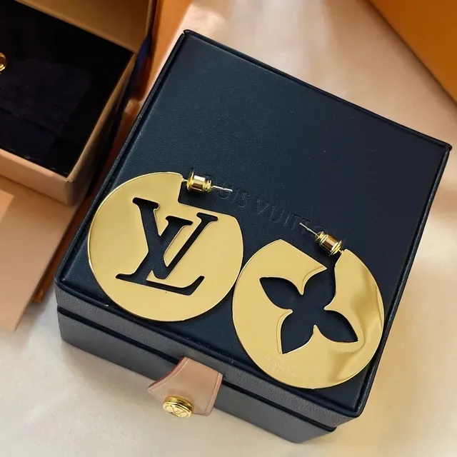Louis Vuitton LV Flower Circular Gold-Tone Monogram Earrings 6