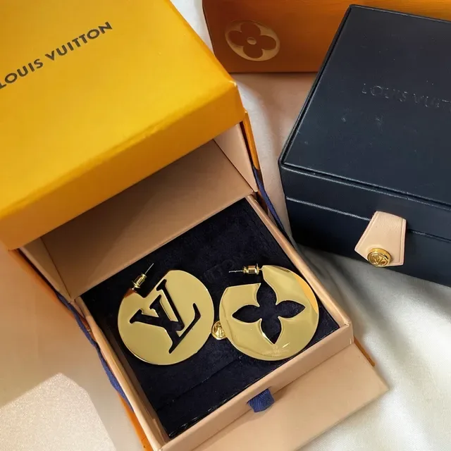 Louis Vuitton LV Flower Circular Gold-Tone Monogram Earrings 7