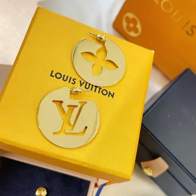 Louis Vuitton LV Flower Circular Gold-Tone Monogram Earrings 8