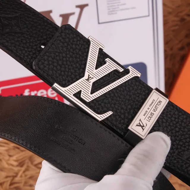 Louis Vuitton LV Initiales Black Pebbled Leather Belt 3