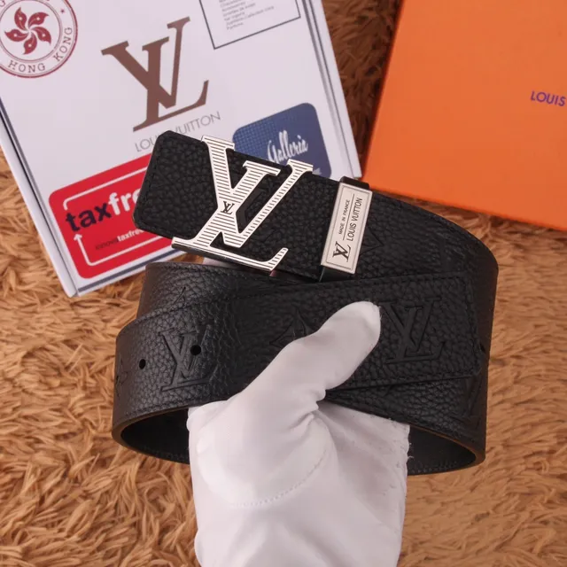 Louis Vuitton LV Initiales Black Pebbled Leather Belt 6