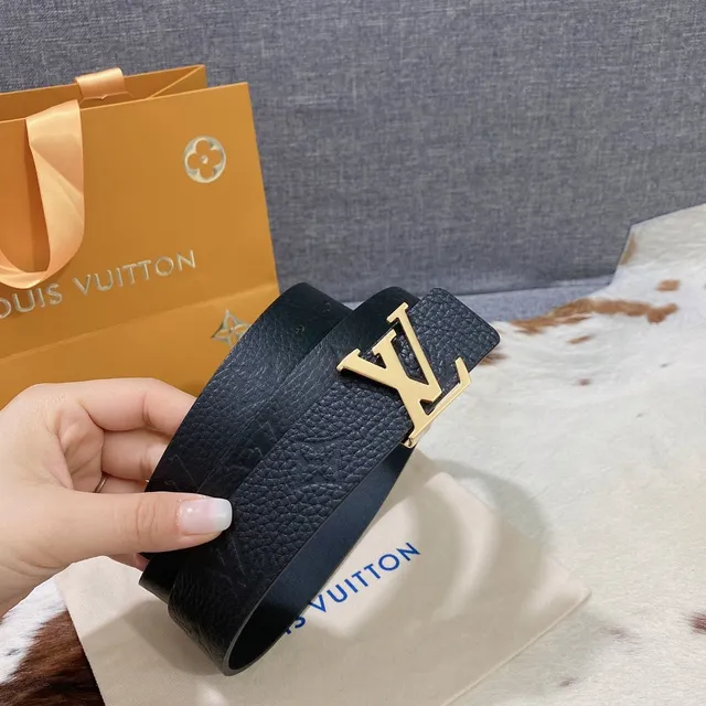 Louis Vuitton LV Initiales Black Pebbled Leather Belt 3