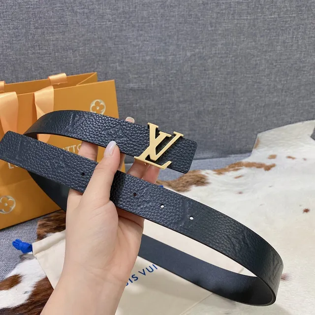 Louis Vuitton LV Initiales Black Pebbled Leather Belt 4