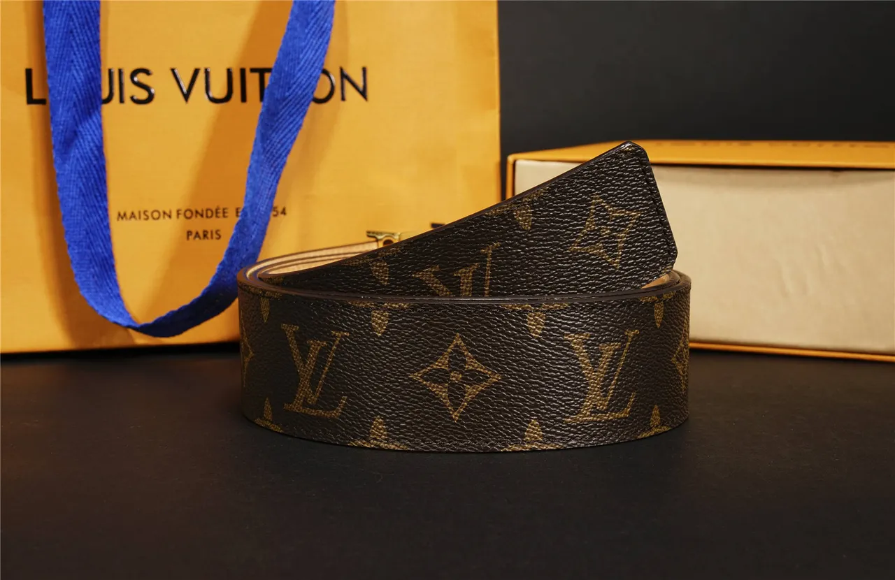 Louis Vuitton LV Initiales Brown Monogram Canvas Leather Belt 10