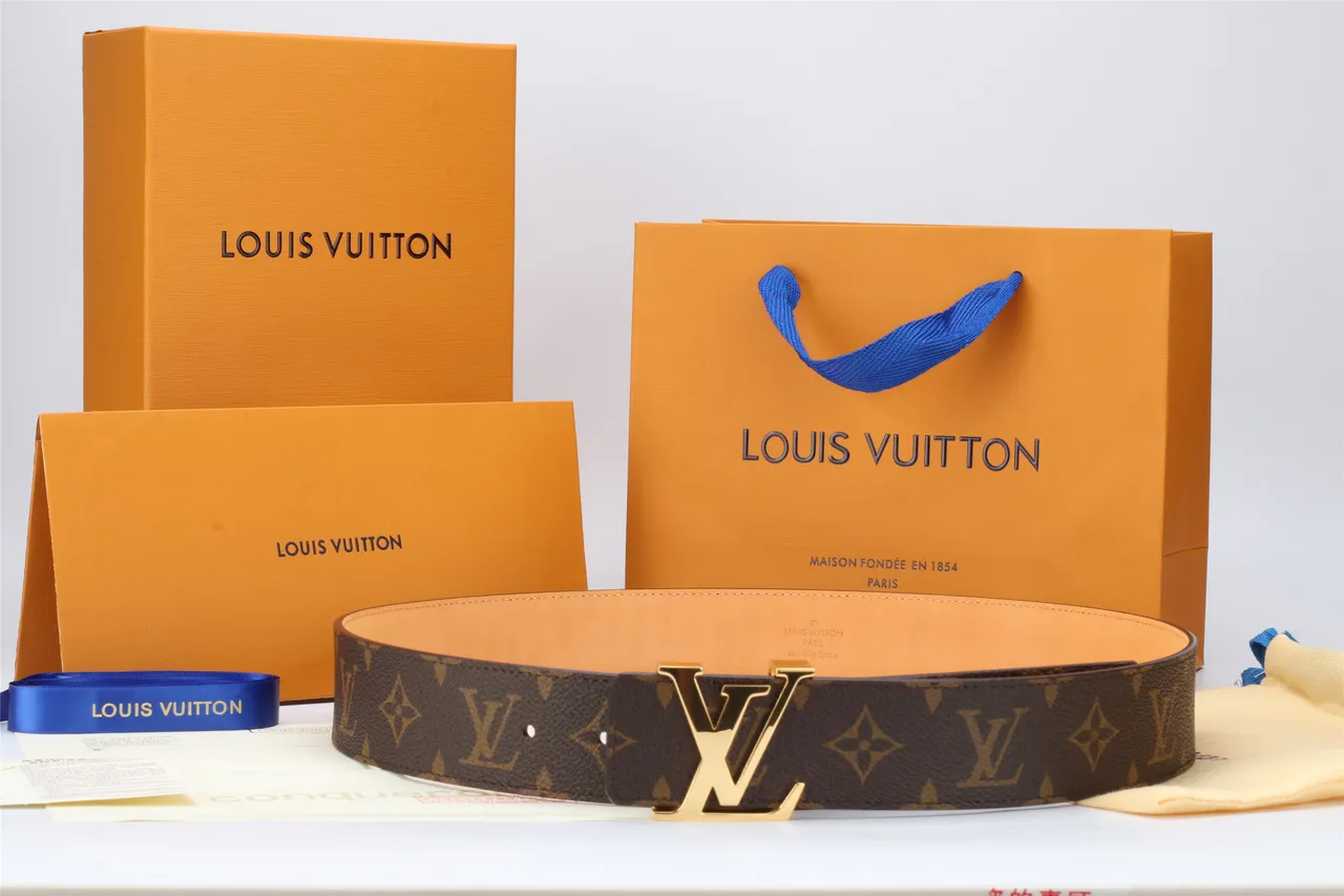 Louis Vuitton LV Initiales Brown Monogram Canvas Leather Belt 12