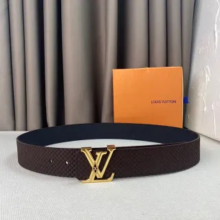 Louis Vuitton LV Initiales حزام جلد منسوج بني