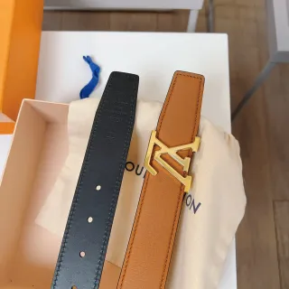 Louis Vuitton LV Initiales Tan and Black Leather Belt