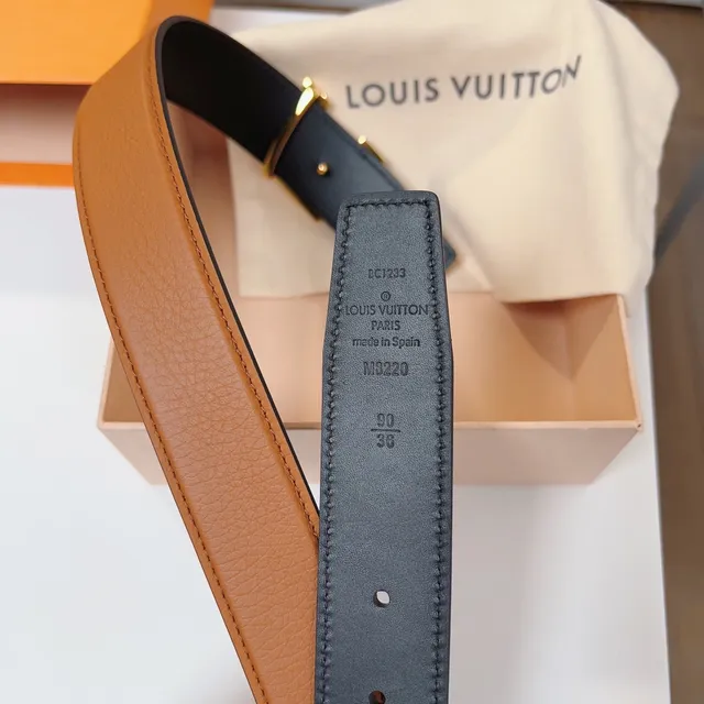 Louis Vuitton LV Initiales Tan and Black Leather Belt 2