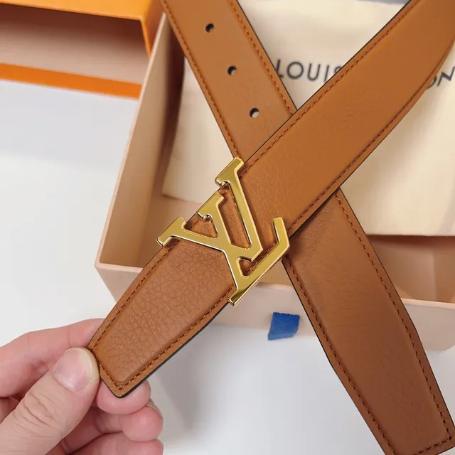 Louis Vuitton LV Initiales Tan and Black Leather Belt 3