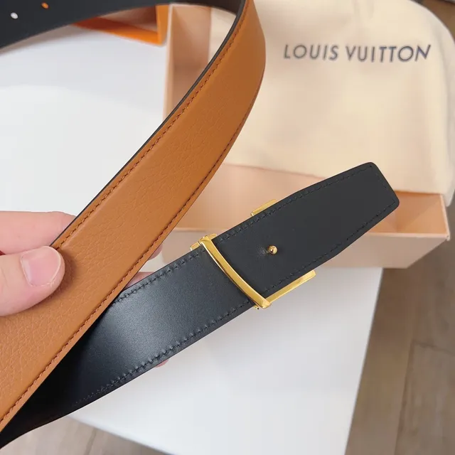 Louis Vuitton LV Initiales Tan and Black Leather Belt 5