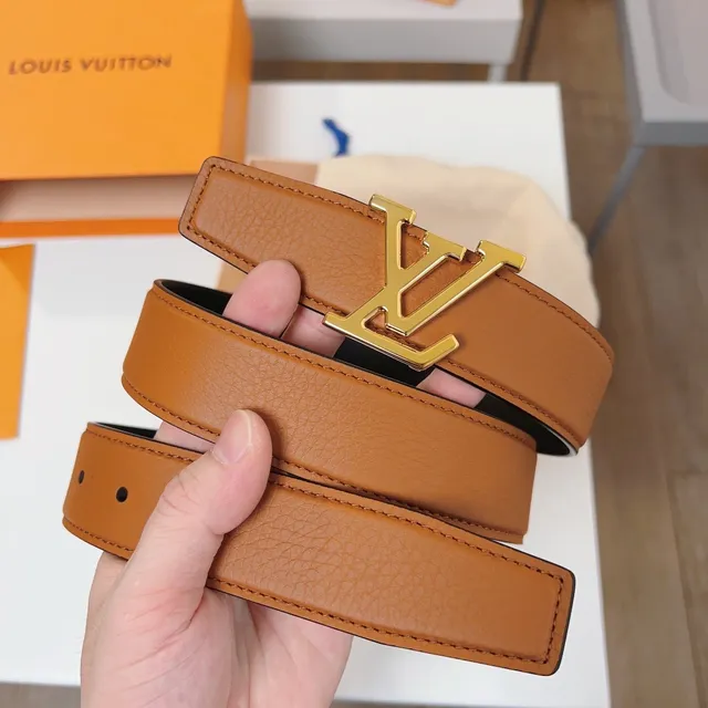 Louis Vuitton LV Initiales Tan and Black Leather Belt 9