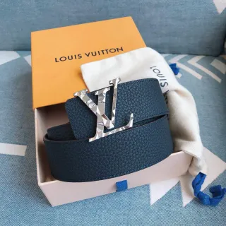 Louis Vuitton LV Initiales Teal Pebbled Leather Belt