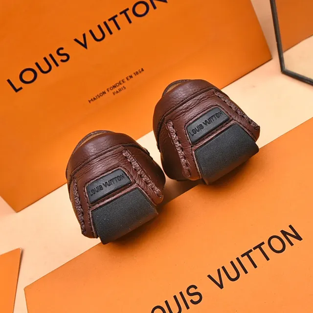 Louis Vuitton LV Loafer Brown Black Pebbled Leather Metal Buckle Strap Loafer 2