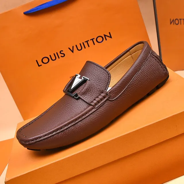 Louis Vuitton LV Loafer Brown Black Pebbled Leather Metal Buckle Strap Loafer 5