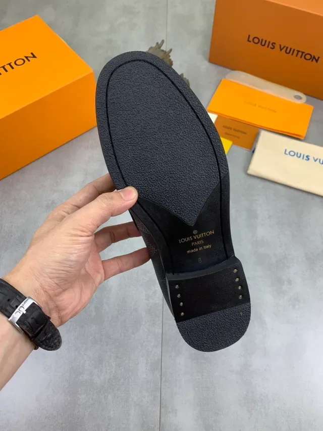 Louis Vuitton LV Loafer Damier Graphite Canvas Black Leather Strap Loafer 2