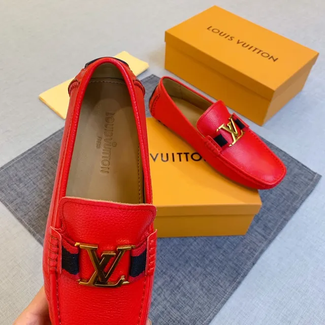 Louis Vuitton LV Loafer Red Pebbled Leather Loafers 2