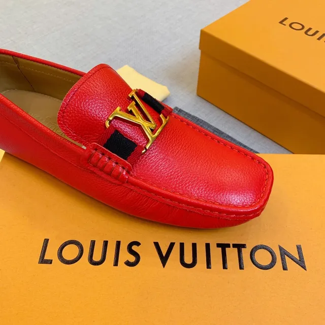 Louis Vuitton LV Loafer Red Pebbled Leather Loafers 4