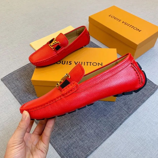 Louis Vuitton LV Loafer Red Pebbled Leather Loafers 5